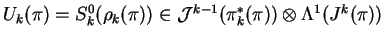 $ U_k(\pi)=S_k^0(\rho_k(\pi))\in{\mathcal J}^{k-1}
(\pi_k^*(\pi))\otimes \Lambda ^1(J^k(\pi))$